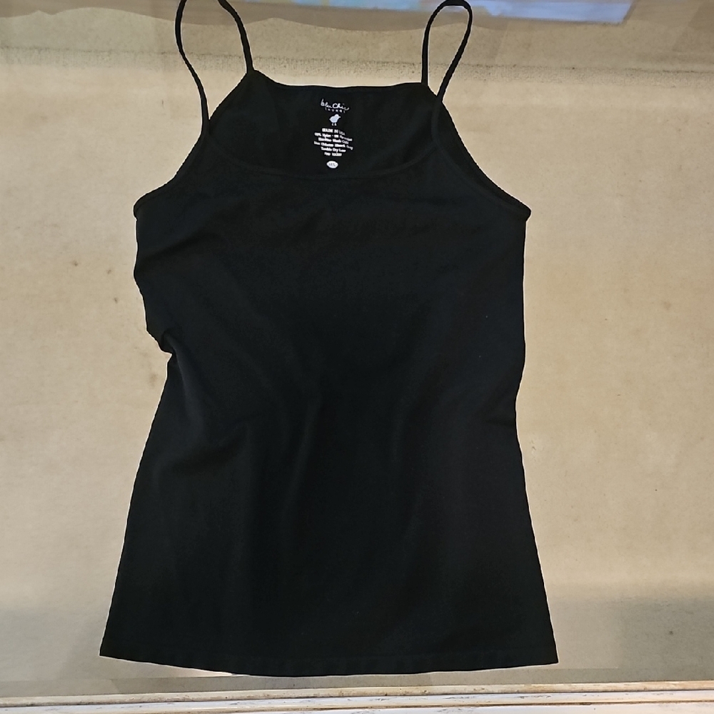 Classic Everyday Black Spaghetti-Strap Nylon Spandex Camisole Top